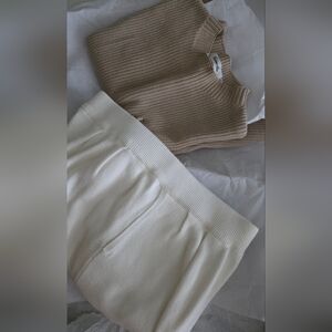 Cozy Beige Sweater And Cream Pant Set
